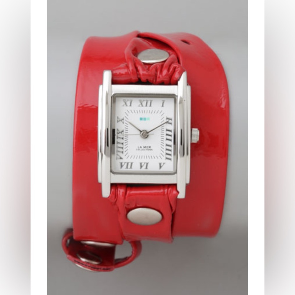 La Mer Red Leather Wrap Watch
